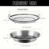 Stainless steel frying rack with an oil draining basket and a separate bowl shown with dimensions.