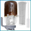 A glass pitcher with a stainless steel filter and a metal strainer for cold brew coffee.