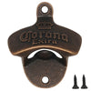 A bronze retro corona wall mounted bottle opener with an extra feature.