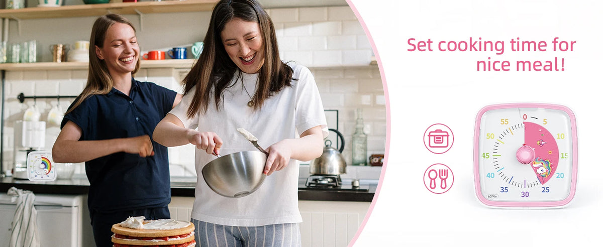 A woman is cooking a meal using a visual countdown timer with a night light on a stovetop.