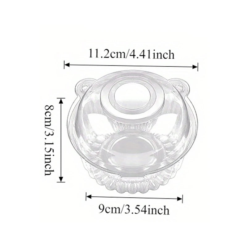Clear plastic decorative cat-head disposable cake box with a lid and ruffled base