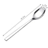 Set de couverts fourchette en acier inoxydable argenté avec dimensions indiquées.