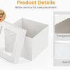 White square window cake boxes with transparent windows and side flaps for cake placement