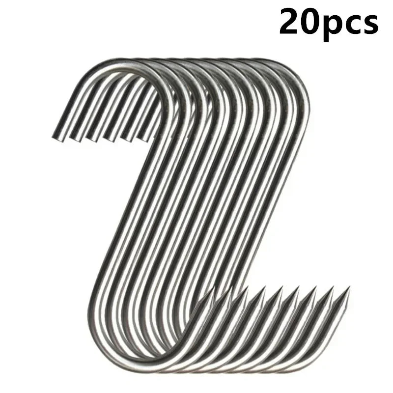 20 pieces of stainless steel S-hook hanging utensil rack