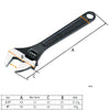 A black compact mini adjustable spanner wrench set showing dimensions and specifications for 2.5" and 4" sizes.