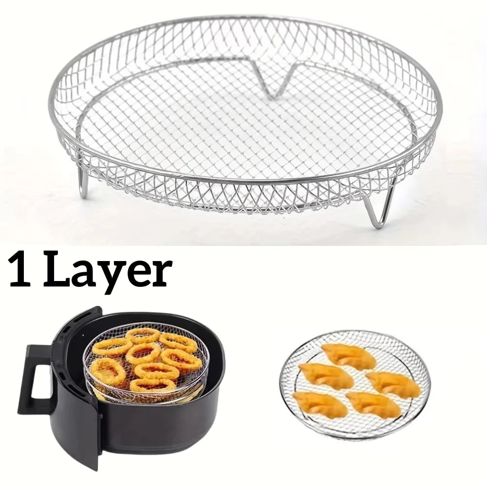 A single stainless steel mesh grill rack for use in ovens and fryers.