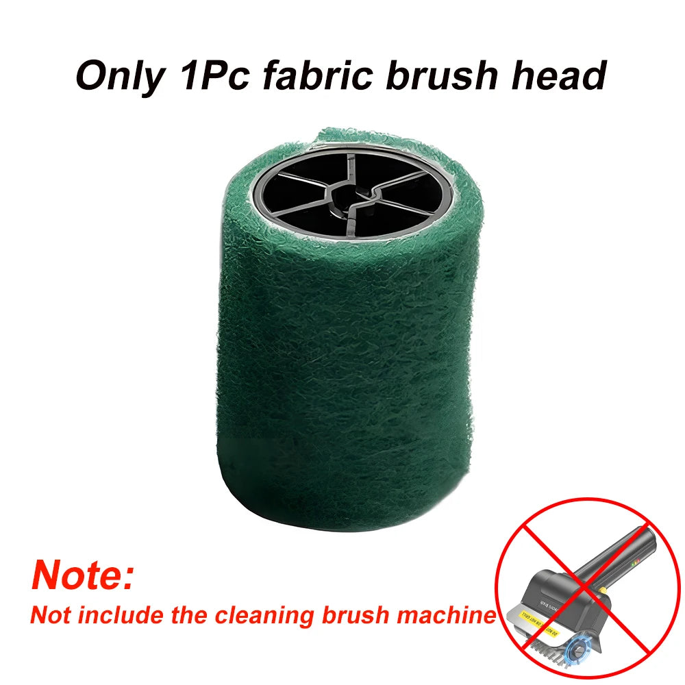 A single green fabric brush head for an electric stainless steel BBQ grill cleaning brush.