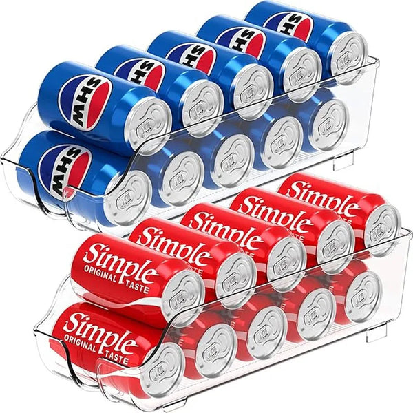 Klares Plastik-Aufbewahrungsdispenser mit mehreren Dosen von Simple Lebensmittelprodukten.