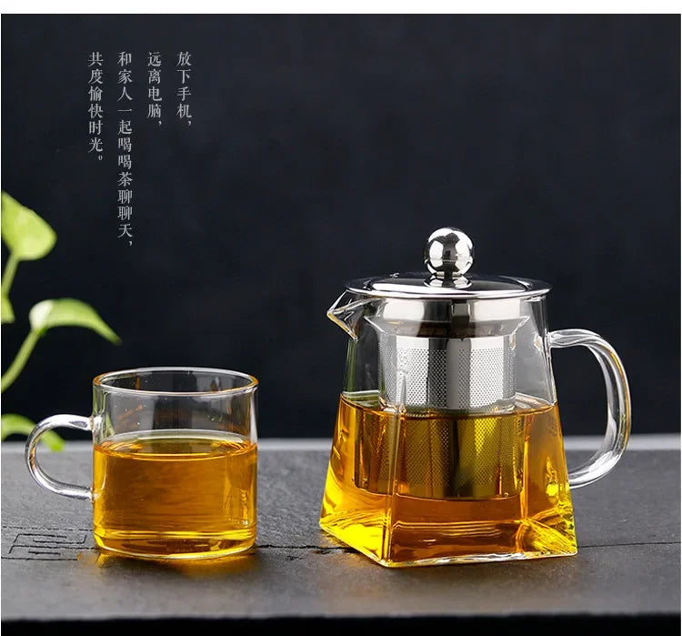 Heat Resistant Glass Teapot with Stainless Steel Infuser