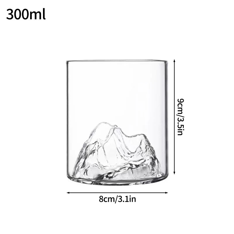 A clear glass tumbler with a 300ml capacity, showing its dimensions of 8cm by 9cm.
