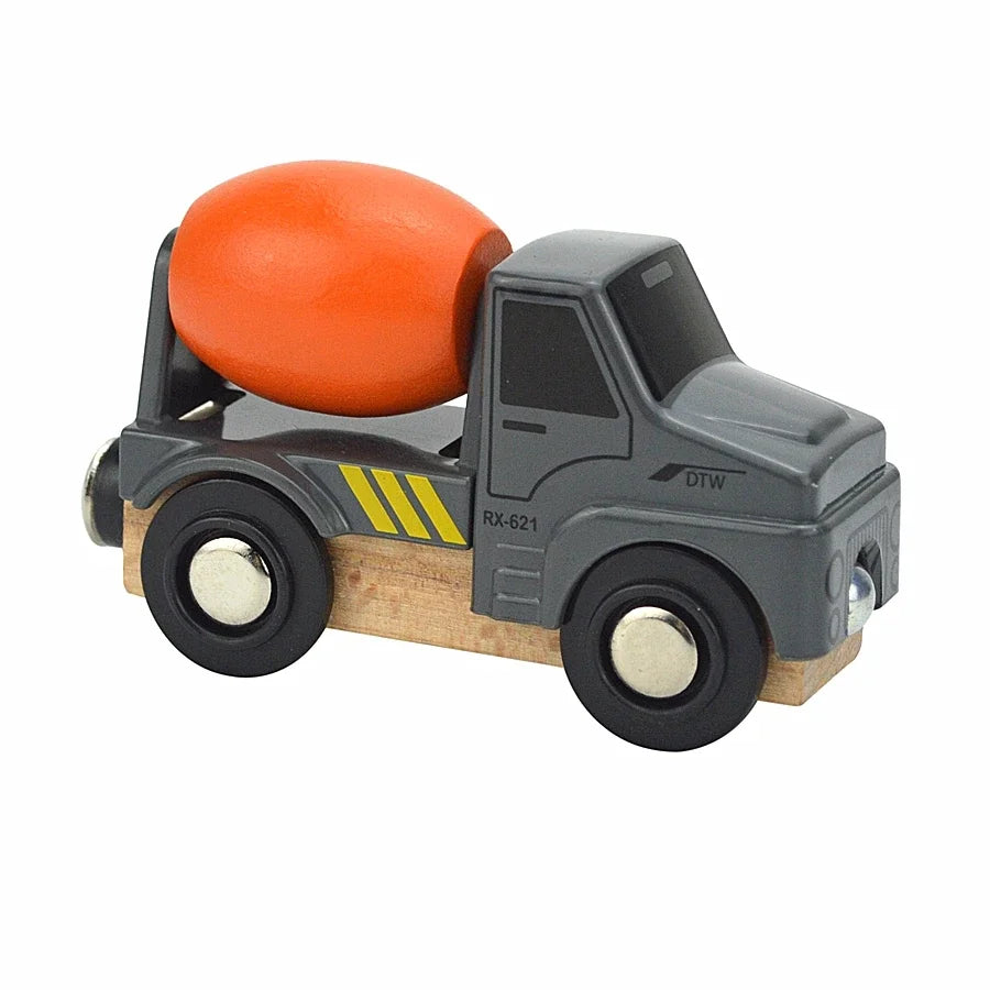 A gray wooden magnetic train car with an orange dome on top.