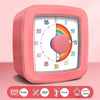 A pink silent visual countdown timer with a circular display showing time remaining and various activity icons below.