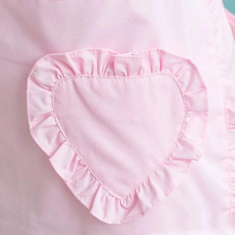 Pink princess heart bow apron for salon and home use