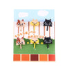 A set of cute fruit and dessert picks featuring cats in various colors like brown, yellow, and black.