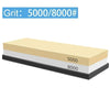 A multi-grits knife sharpening stone set showing layers labeled 5000 and 8000 grit.