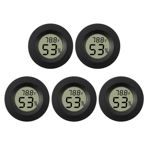 Four views of a digital room hygrometer thermometer displaying 78.8°F and 53% humidity.