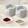 A gray plastic sauce dish set with multiple compartments for seasoning and serving food.