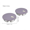 A purple stackable stainless steel divided dinner plate with a lid shown from the top and side view.