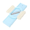 Light blue multi-functional vegetable slicer and grater set with plastic handles
