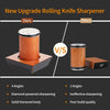 Comparison of a new upgrade rolling knife sharpener with others, highlighting features like 4 angles and diamond-powered shar