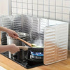 A hand is stirring food in a stainless steel pan on an oil-proof cooktop with a baffle protector installed.