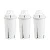 Three white replacement water filters for Brita pitchers and dispensers shown side by side.