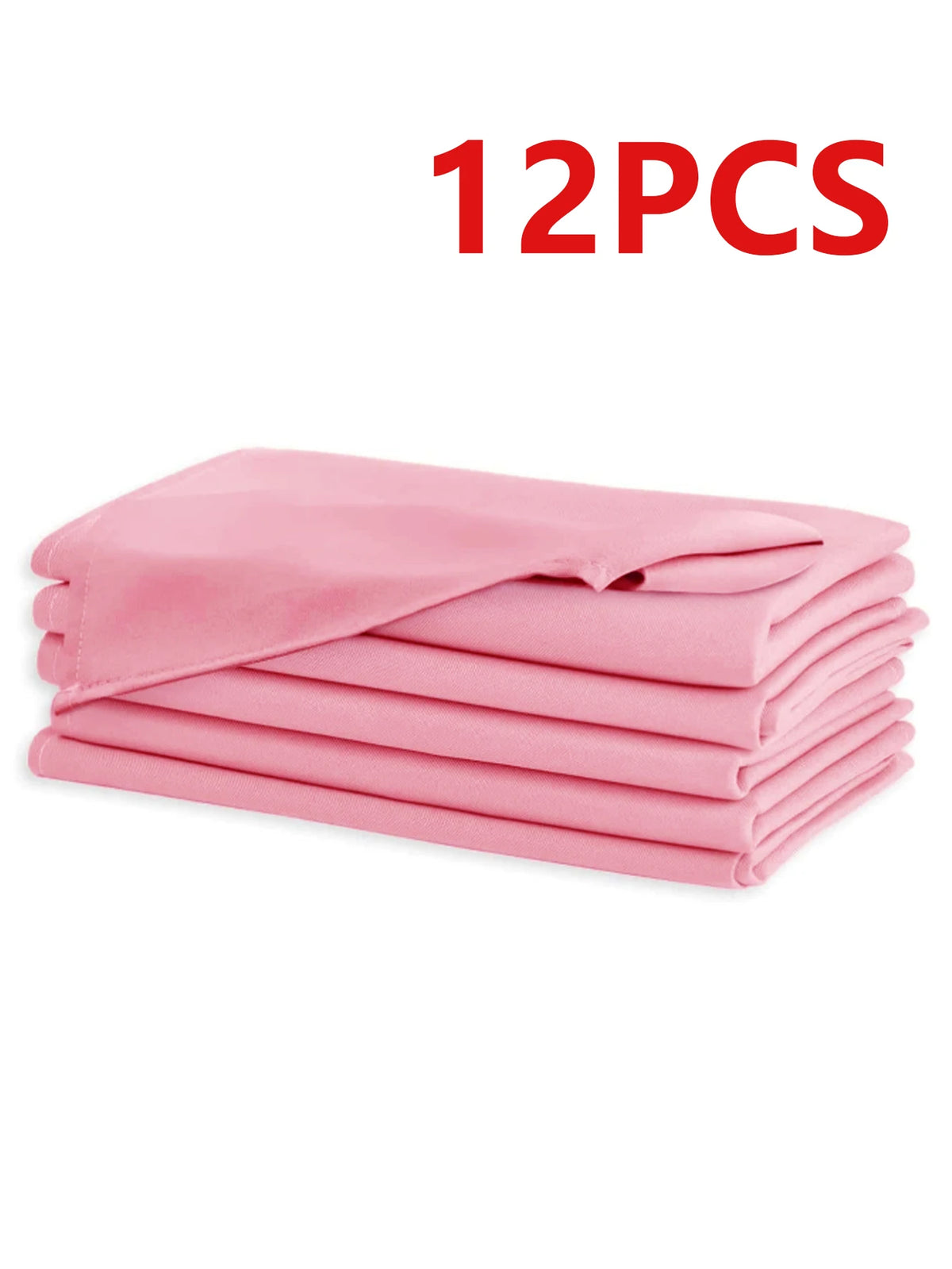 A stack of 12 pink reusable weave tablecloth napkins.