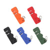 Four colored portable mini knife sharpeners in orange, red, blue, and green, shown from the side.