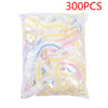 A bag filled with 300 reusable food storage bags in various pastel colors like yellow, pink, and blue.