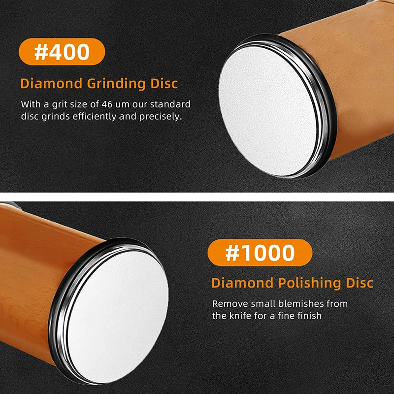 Two types of diamond grinding and polishing discs for knife sharpening kits