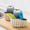 A set of adjustable sink hanging basket sponge holders in various neutral and bright colors