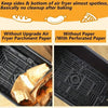 Comparison of air fryer basket with and without parchment paper or perforated paper.