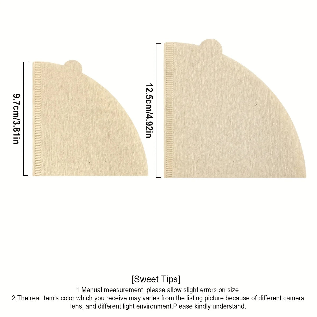 Light beige reusable cone coffee filter with a ribbed edge shown from the side.