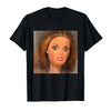 Black t-shirt featuring a close-up image of a disgustingly expressive face meme.