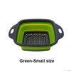 Cesta coladora de silicona verde pequeña con malla perforada inferior
