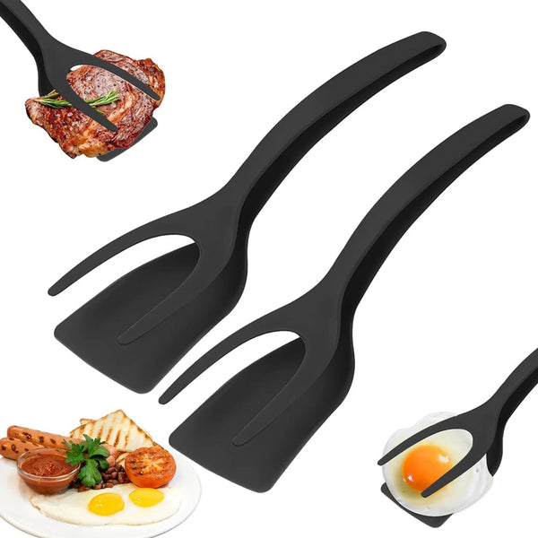 Schwarzer Silikon-Spatel zum Griffe und Wenden von Fleisch und Eiern