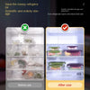 Before and after comparison of stackable airtight refrigerator storage boxes for organized food storage