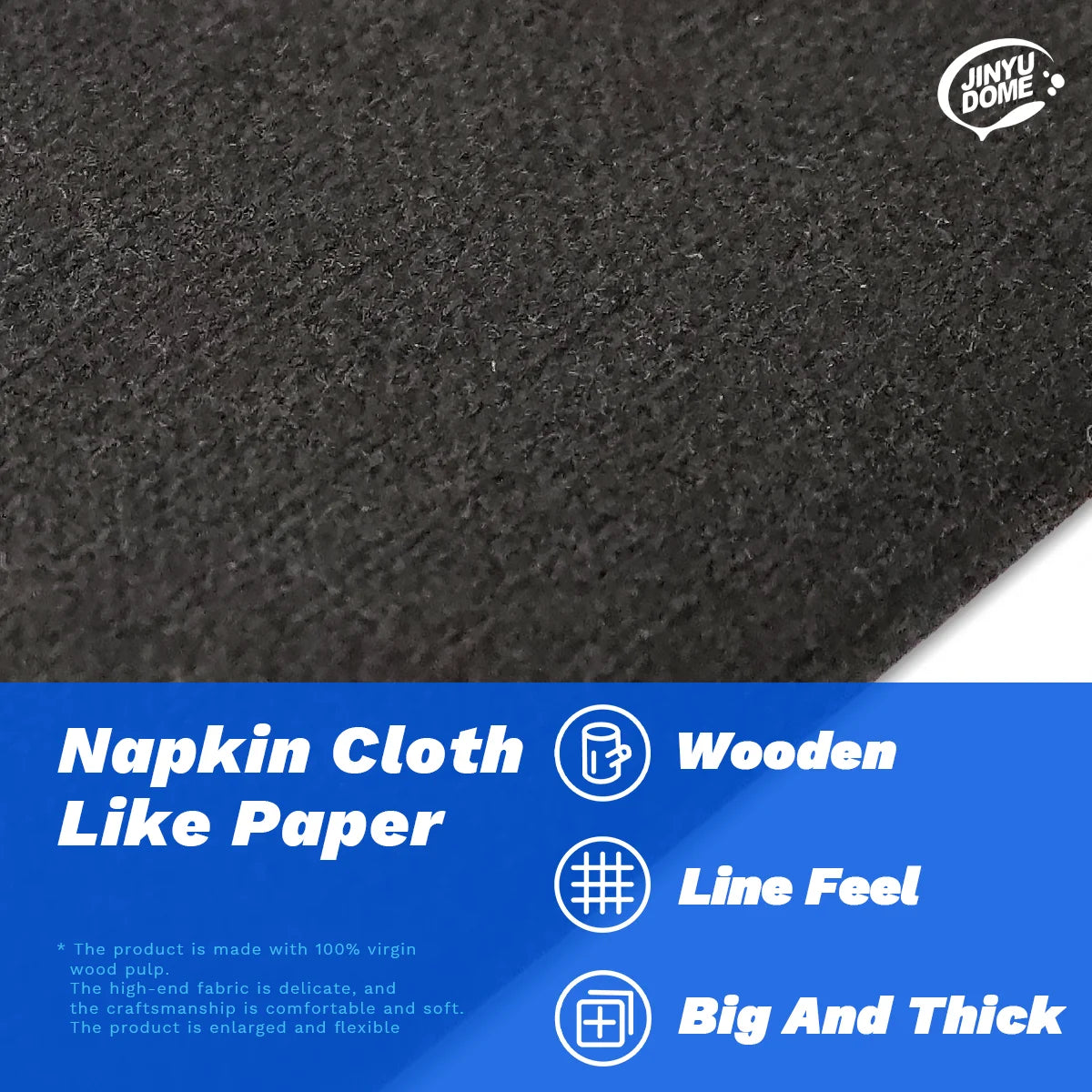 Black napkin cloth like paper with a wooden line feel and big and thick texture
