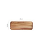 A rectangular serving tray made of natural acacia wood with dimensions 20cm by 10cm.