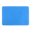 A rectangular, bright blue silicone craft mat used for jewelry and baking.