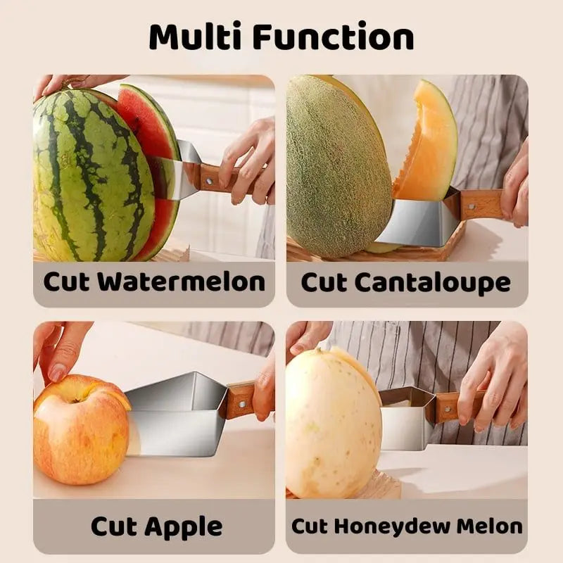Râpe en bois en acier inoxydable pour couper la pastèque, le melon, la pomme et le melon d'eau.