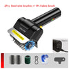 Set of two steel wire brushes and one fabric brush for BBQ grill cleaning