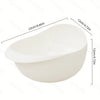 White multi-purpose kitchen strainer or sieve with a perforated surface and a handle.