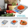 A digital kitchen scale showing how to add ingredients directly with TARE Fubtion