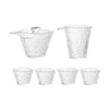 A set of four clear glass tea cups and a teapot for Chinese and Japanese ceremony.