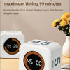 A white productivity cube timer displaying 45:00 minutes on a wooden surface.