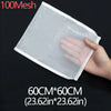 A hand is holding a clear mesh filter bag, measuring 60cm by 60cm.