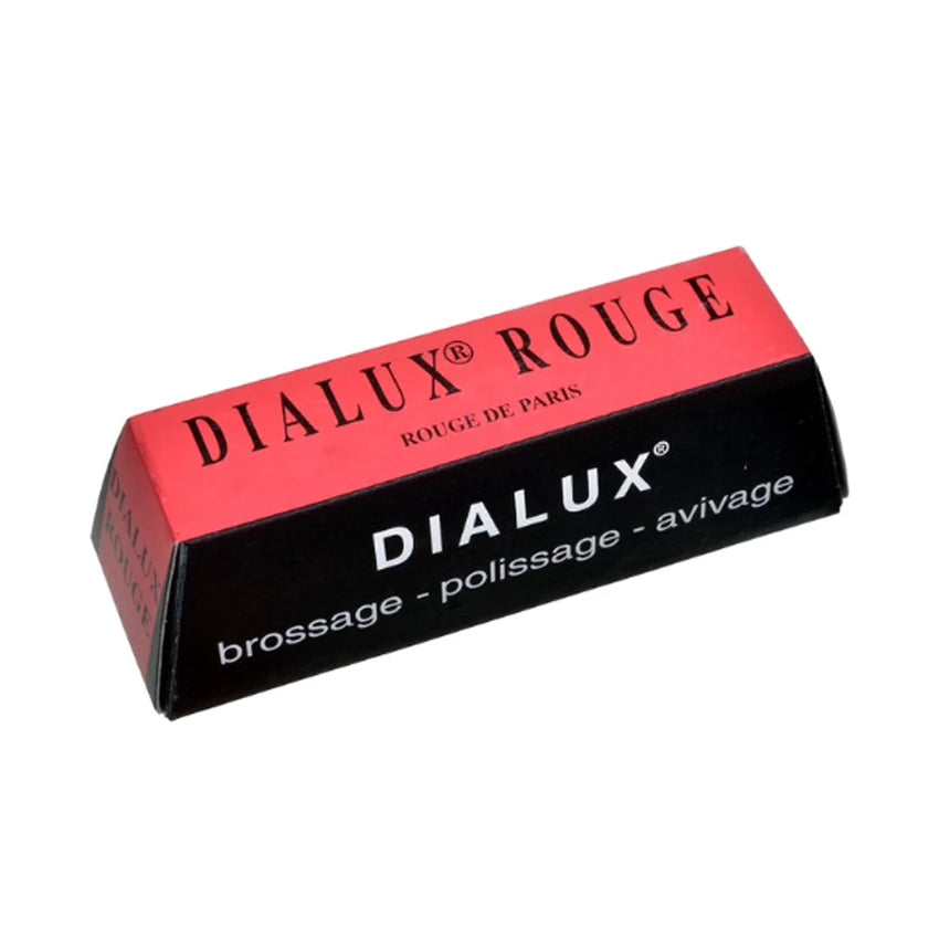 A red box of Dialux Rouge polishing compound for jewelry.