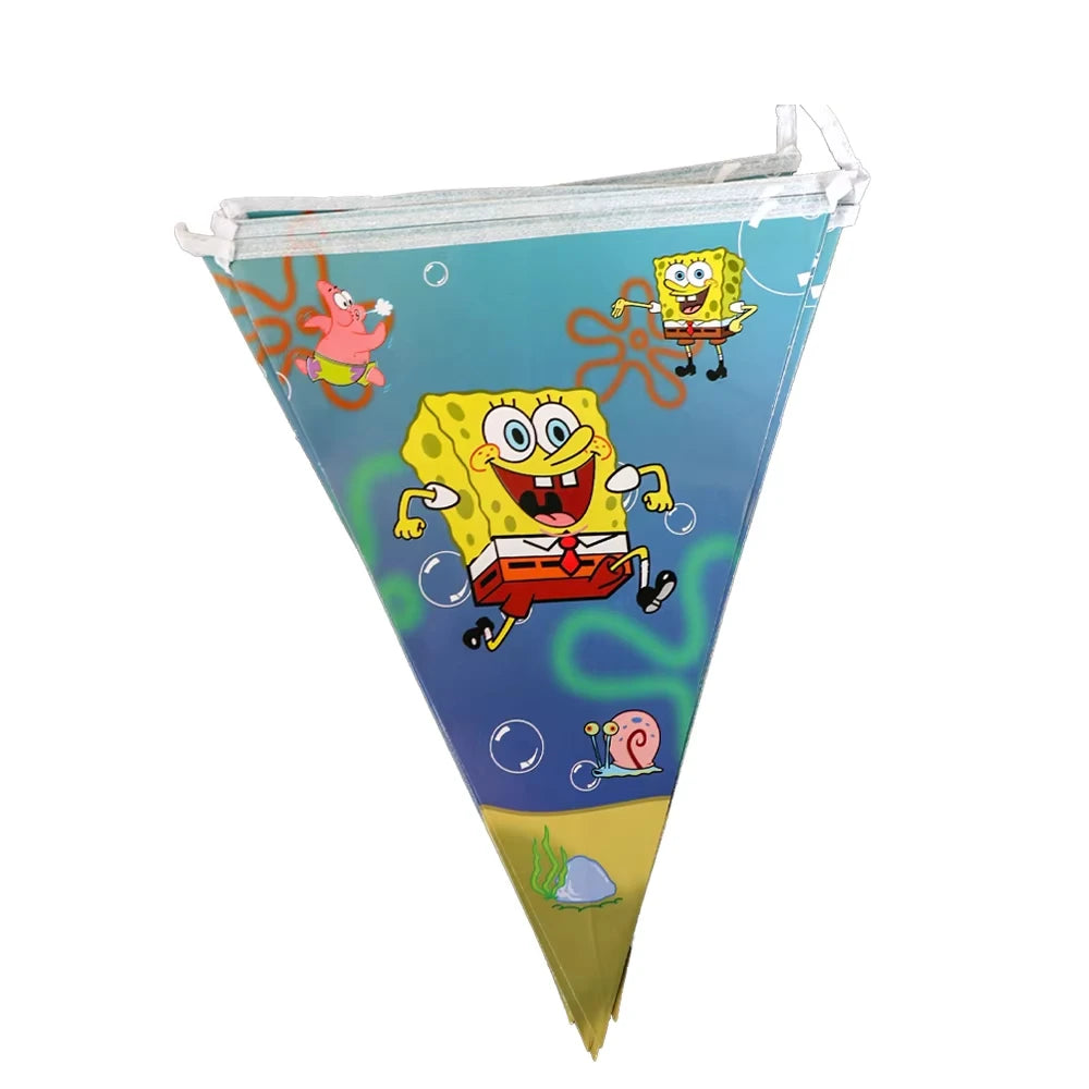 A disposable party set featuring SpongeBob characters in a colorful, pointed cone shape.