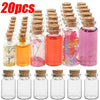 A set of 20 decorative glass bottles filled with colorful liquids and botanicals.